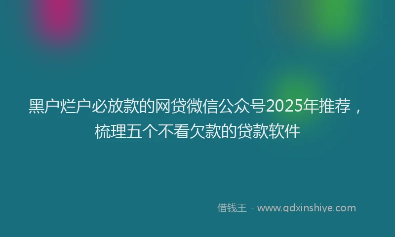 黑户烂户必放款的网贷微信公众号2025年推荐，梳理五个不看欠款的贷款软件