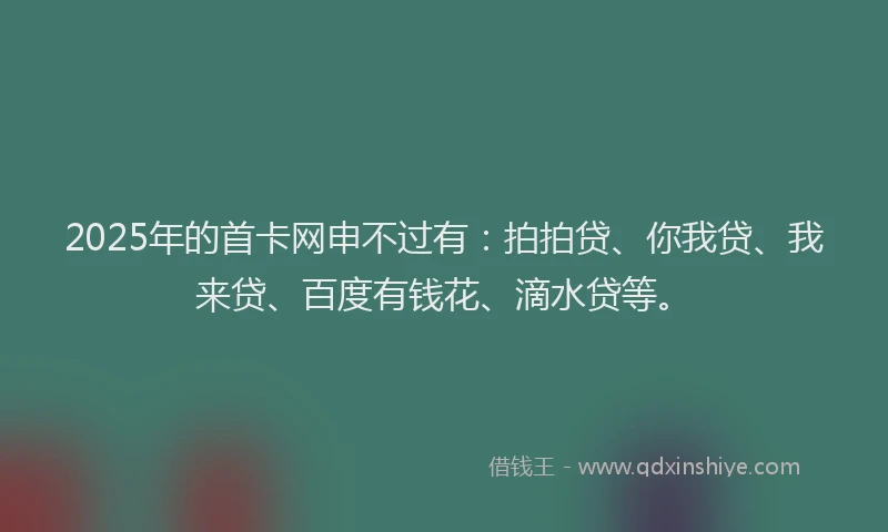 2025年的首卡网申不过有：拍拍贷、你我贷、我来贷、百度有钱花、滴水贷等。