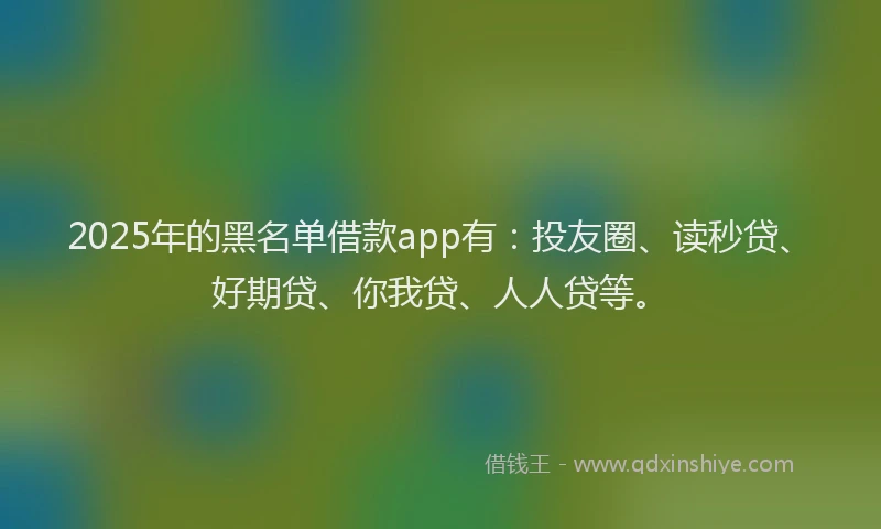2025年的黑名单借款app有：投友圈、读秒贷、好期贷、你我贷、人人贷等。