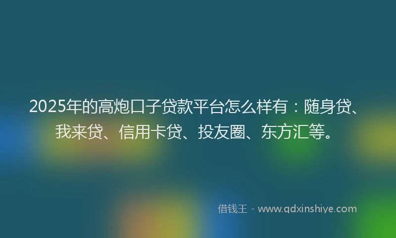 2025年的高炮口子贷款平台怎么样有：随身贷、我来贷、信用卡贷、投友圈、东方汇等。