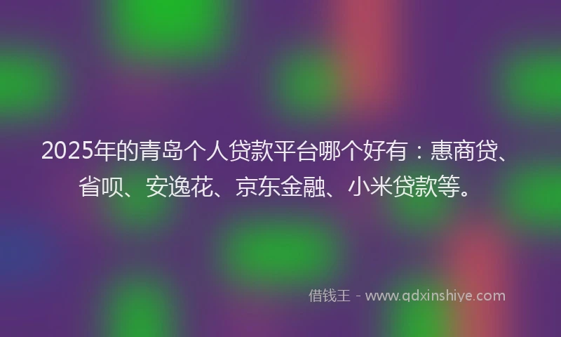 2025年的青岛个人贷款平台哪个好有：惠商贷、省呗、安逸花、京东金融、小米贷款等。
