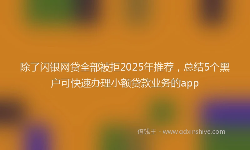 除了闪银网贷全部被拒2025年推荐，总结5个黑户可快速办理小额贷款业务的app