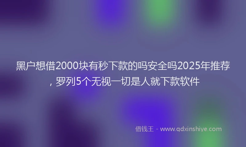 黑户想借2000块有秒下款的吗安全吗2025年推荐，罗列5个无视一切是人就下款软件