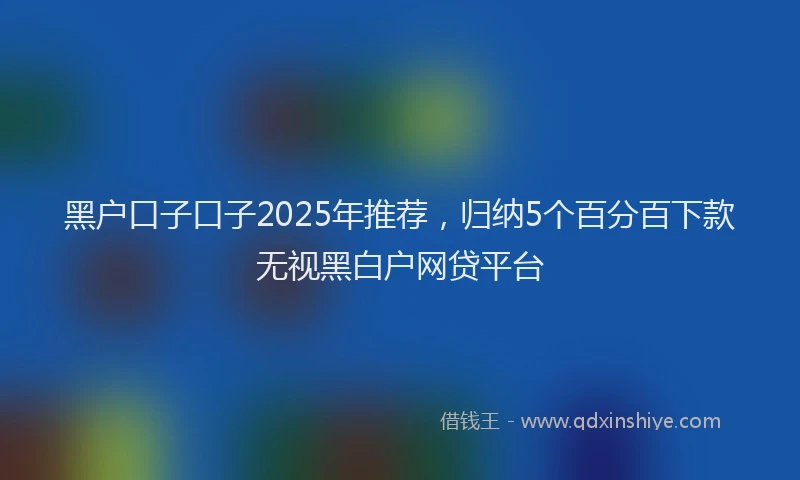 黑户口子口子2025年推荐，归纳5个百分百下款无视黑白户网贷平台