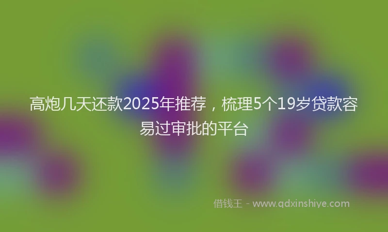 高炮几天还款2025年推荐，梳理5个19岁贷款容易过审批的平台