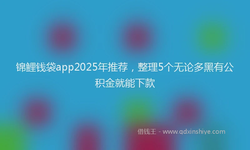 锦鲤钱袋app2025年推荐，整理5个无论多黑有公积金就能下款