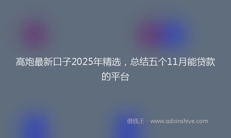 高炮最新口子2025年精选，总结五个11月能贷款的平台