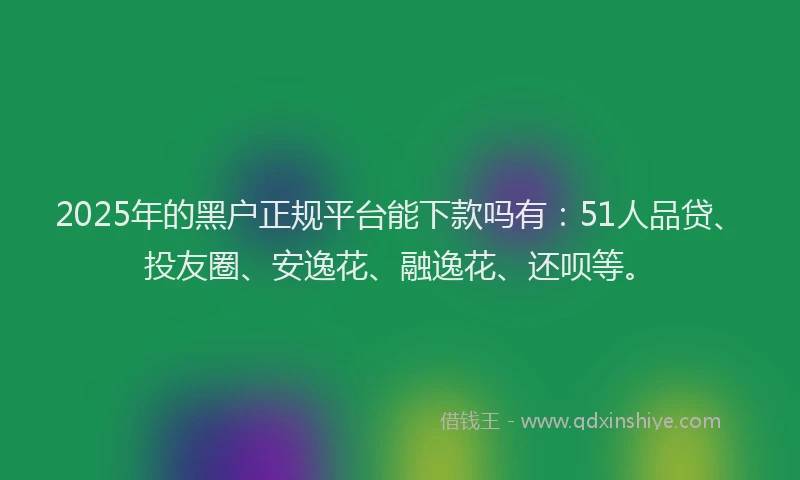 2025年的黑户正规平台能下款吗有：51人品贷、投友圈、安逸花、融逸花、还呗等。