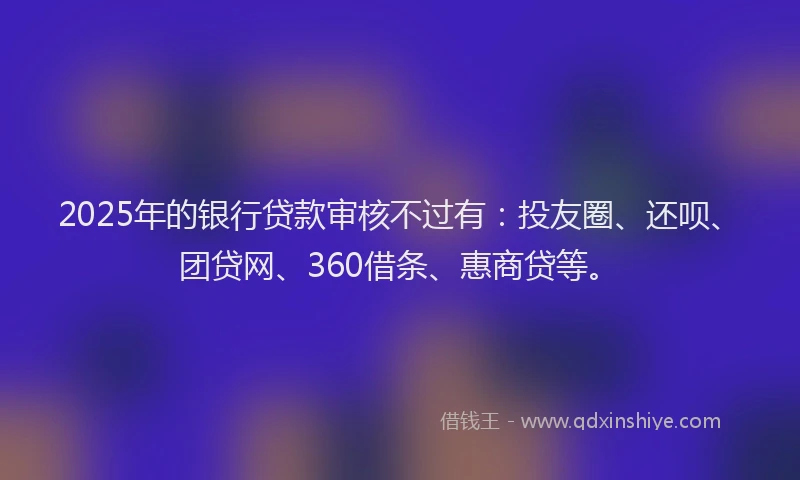 2025年的银行贷款审核不过有：投友圈、还呗、团贷网、360借条、惠商贷等。