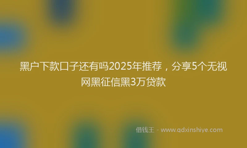 黑户下款口子还有吗2025年推荐，分享5个无视网黑征信黑3万贷款