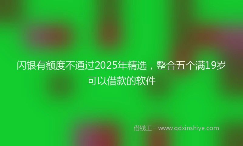 闪银有额度不通过2025年精选，整合五个满19岁可以借款的软件