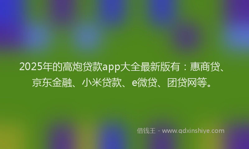 2025年的高炮贷款app大全最新版有：惠商贷、京东金融、小米贷款、e微贷、团贷网等。