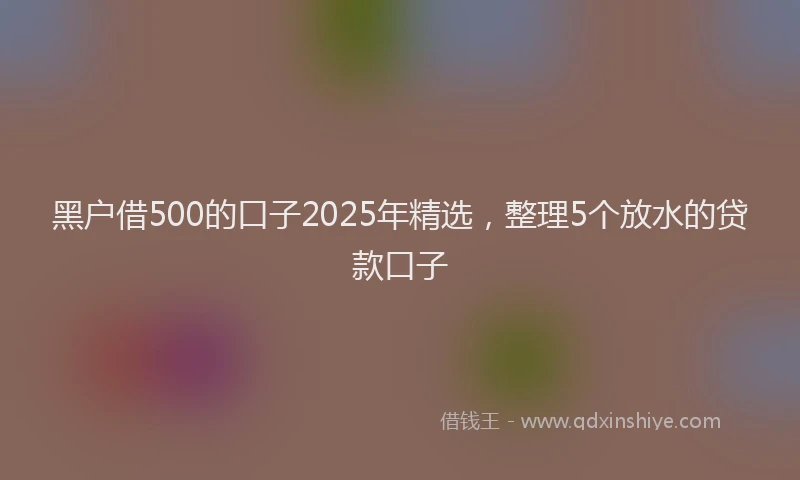 黑户借500的口子2025年精选，整理5个放水的贷款口子