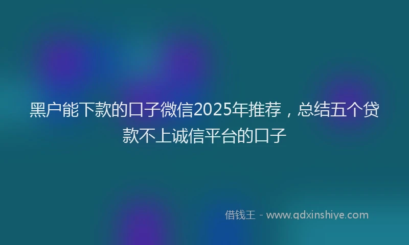 黑户能下款的口子微信2025年推荐，总结五个贷款不上诚信平台的口子