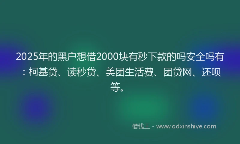 2025年的黑户想借2000块有秒下款的吗安全吗有：柯基贷、读秒贷、美团生活费、团贷网、还呗等。