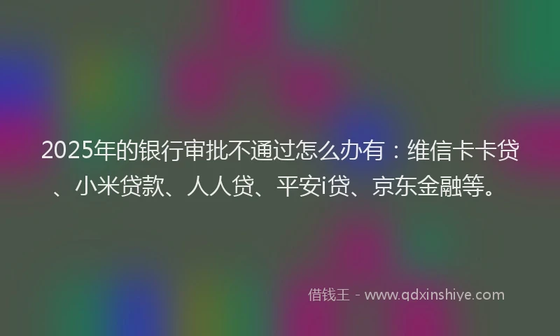 2025年的银行审批不通过怎么办有：维信卡卡贷、小米贷款、人人贷、平安i贷、京东金融等。