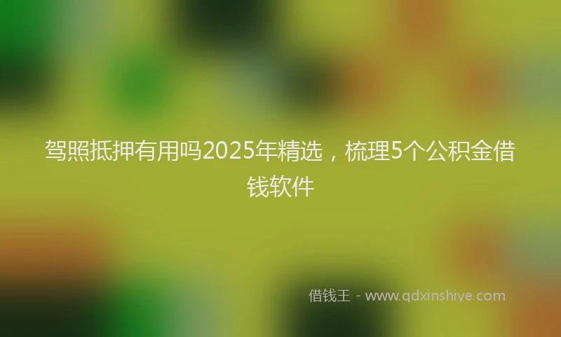 驾照抵押有用吗2025年精选，梳理5个公积金借钱软件