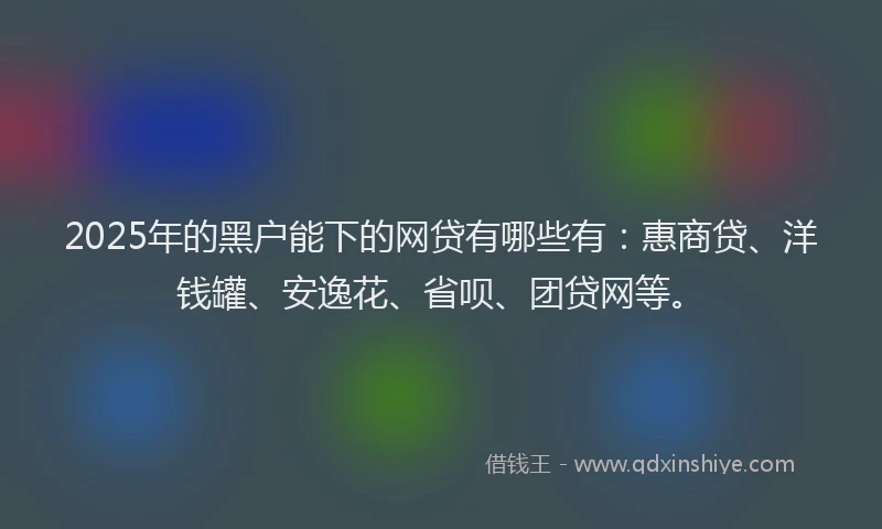 2025年的黑户能下的网贷有哪些有：惠商贷、洋钱罐、安逸花、省呗、团贷网等。