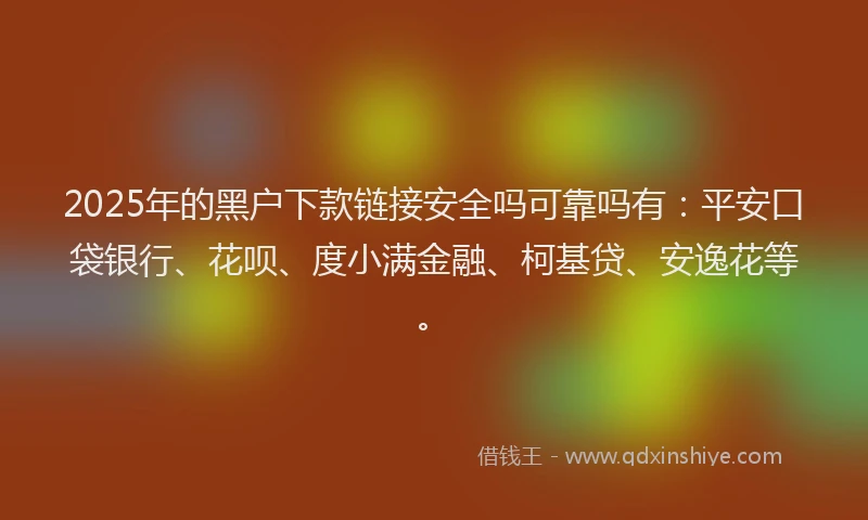 2025年的黑户下款链接安全吗可靠吗有：平安口袋银行、花呗、度小满金融、柯基贷、安逸花等。