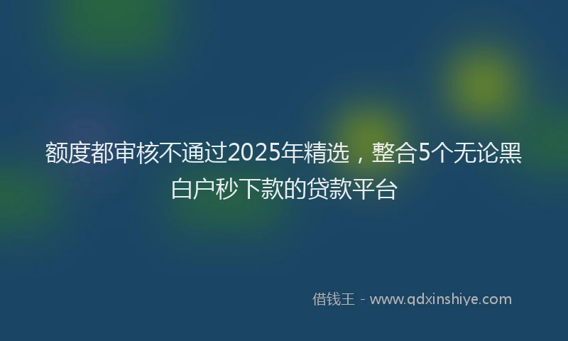 额度都审核不通过2025年精选，整合5个无论黑白户秒下款的贷款平台