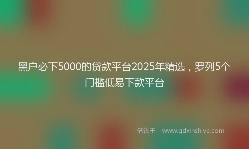黑户必下5000的贷款平台2025年精选，罗列5个门槛低易下款平台