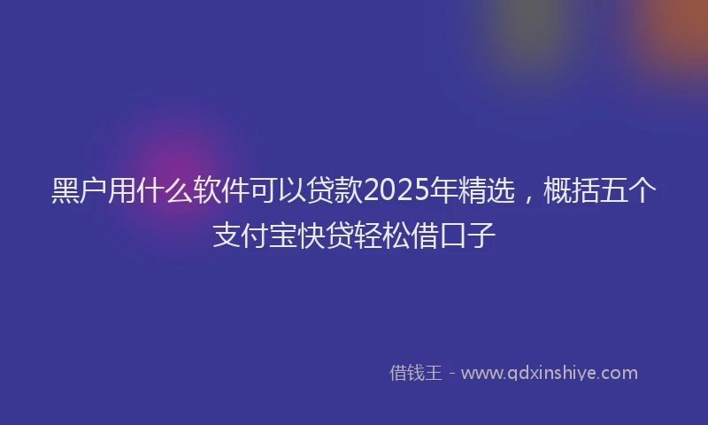 黑户用什么软件可以贷款2025年精选，概括五个支付宝快贷轻松借口子