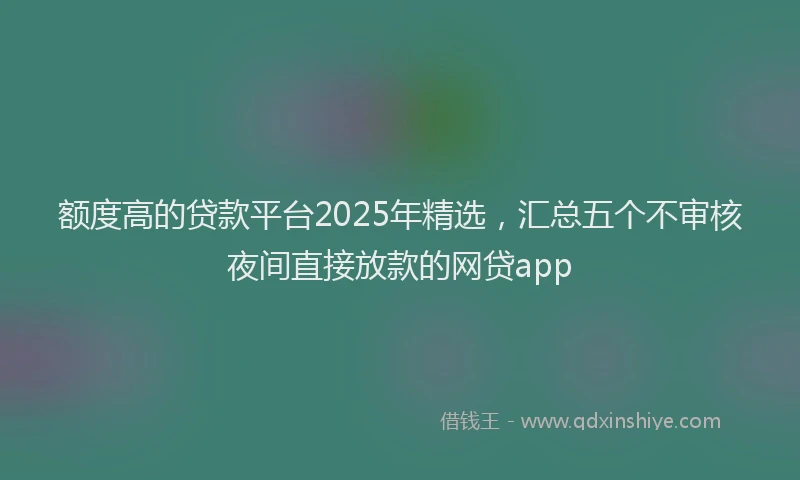额度高的贷款平台2025年精选，汇总五个不审核夜间直接放款的网贷app