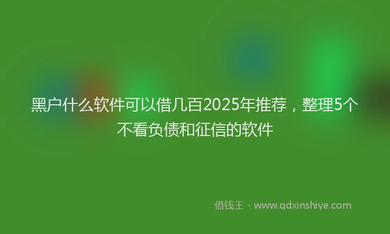 黑户什么软件可以借几百2025年推荐，整理5个不看负债和征信的软件