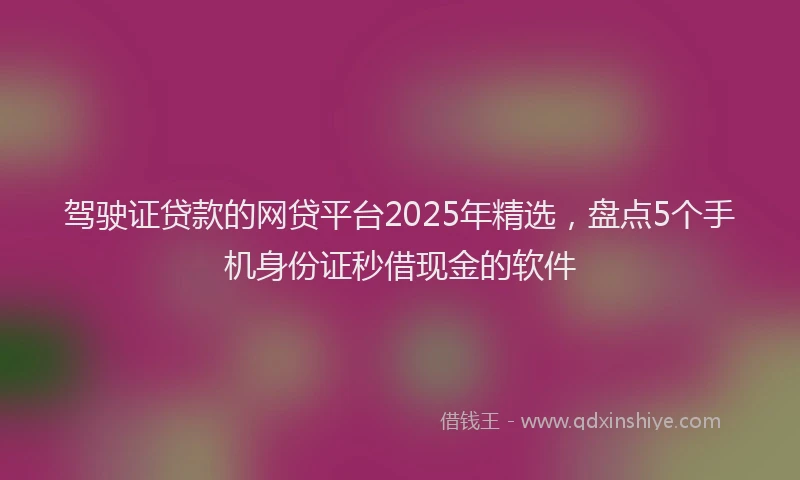 驾驶证贷款的网贷平台2025年精选，盘点5个手机身份证秒借现金的软件