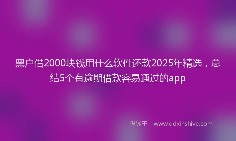 黑户借2000块钱用什么软件还款2025年精选，总结5个有逾期借款容易通过的app