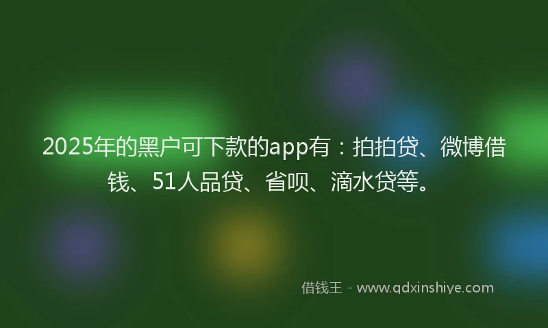 2025年的黑户可下款的app有：拍拍贷、微博借钱、51人品贷、省呗、滴水贷等。