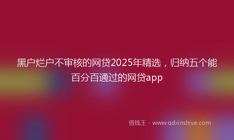 黑户烂户不审核的网贷2025年精选，归纳五个能百分百通过的网贷app