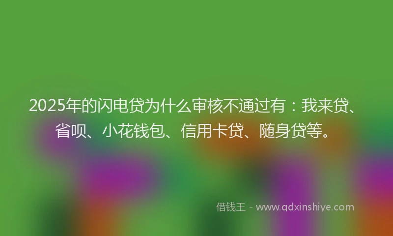 2025年的闪电贷为什么审核不通过有：我来贷、省呗、小花钱包、信用卡贷、随身贷等。