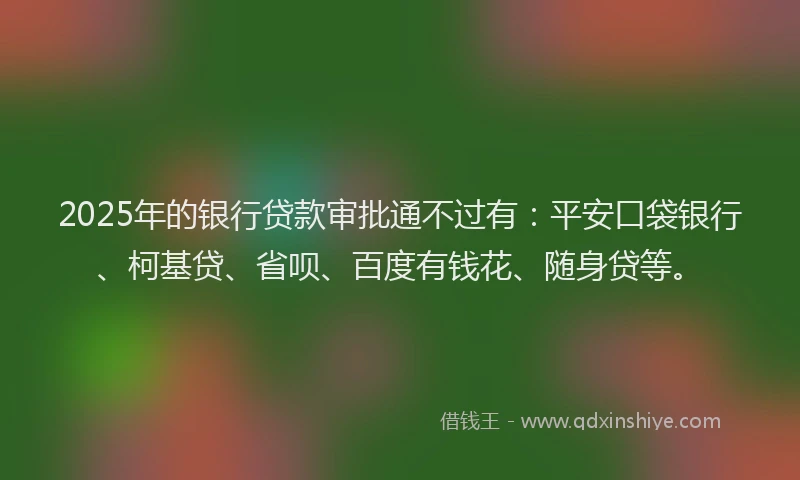 2025年的银行贷款审批通不过有：平安口袋银行、柯基贷、省呗、百度有钱花、随身贷等。