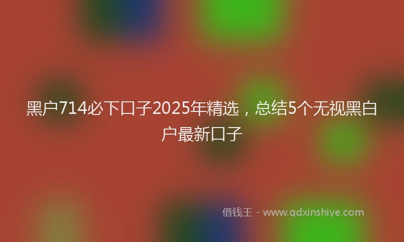 黑户714必下口子2025年精选，总结5个无视黑白户最新口子