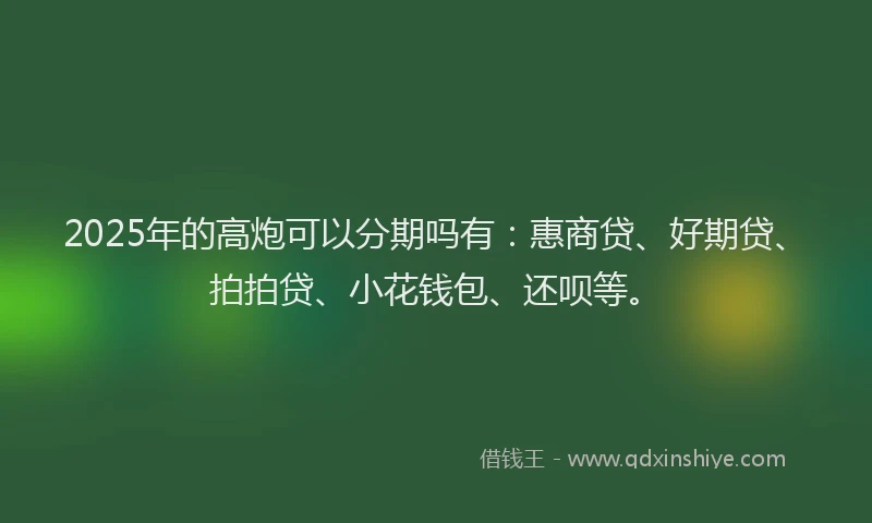 2025年的高炮可以分期吗有：惠商贷、好期贷、拍拍贷、小花钱包、还呗等。