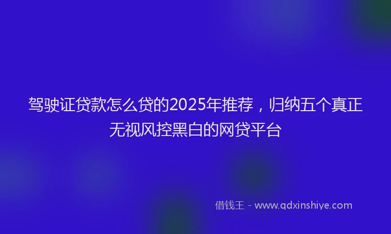 驾驶证贷款怎么贷的2025年推荐，归纳五个真正无视风控黑白的网贷平台