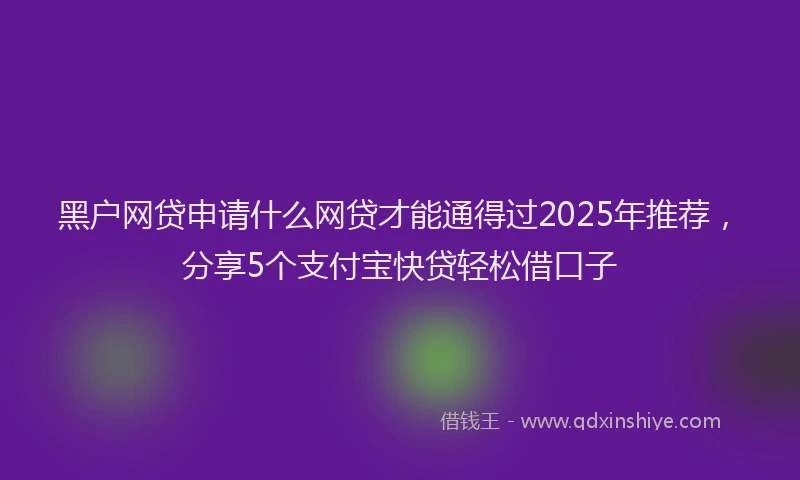 黑户网贷申请什么网贷才能通得过2025年推荐，分享5个支付宝快贷轻松借口子