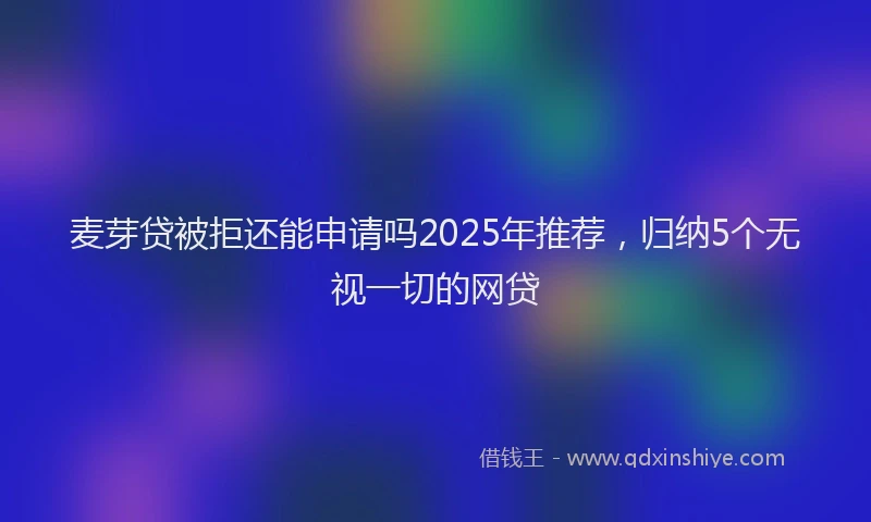 麦芽贷被拒还能申请吗2025年推荐，归纳5个无视一切的网贷