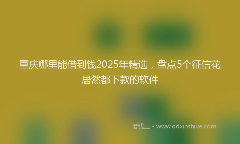 重庆哪里能借到钱2025年精选，盘点5个征信花居然都下款的软件