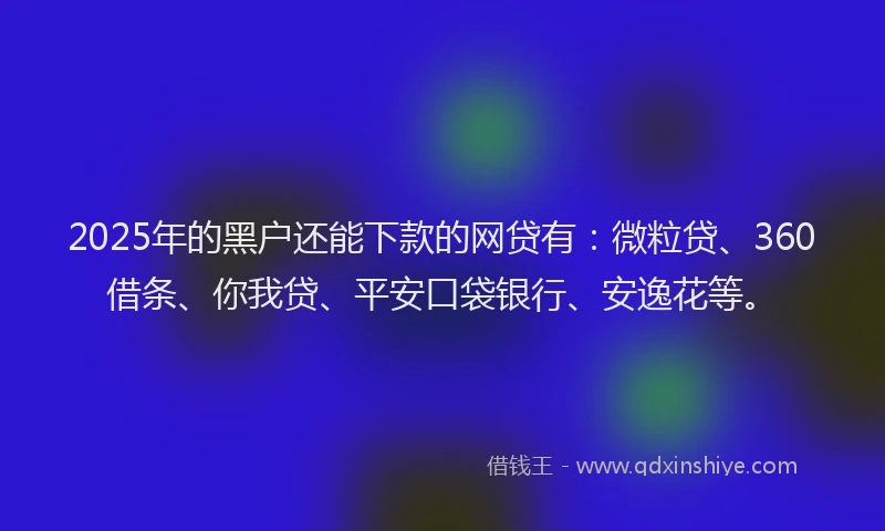 2025年的黑户还能下款的网贷有：微粒贷、360借条、你我贷、平安口袋银行、安逸花等。