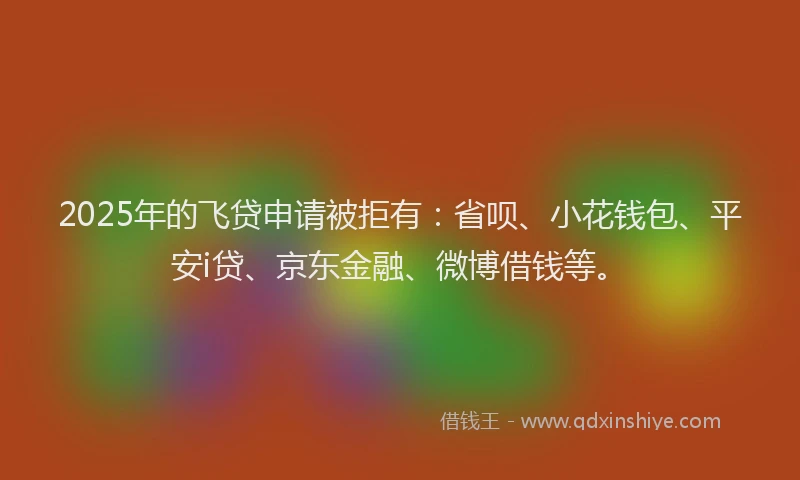 2025年的飞贷申请被拒有：省呗、小花钱包、平安i贷、京东金融、微博借钱等。