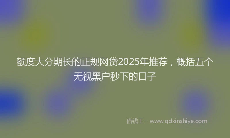 额度大分期长的正规网贷2025年推荐，概括五个无视黑户秒下的口子