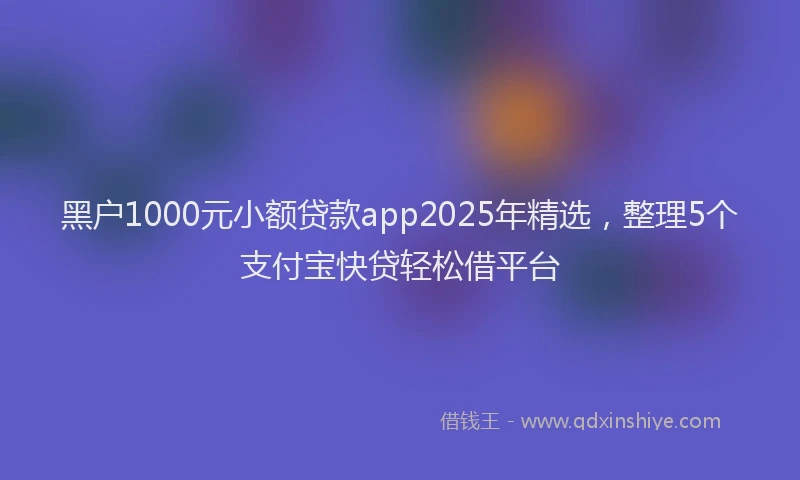 黑户1000元小额贷款app2025年精选，整理5个支付宝快贷轻松借平台