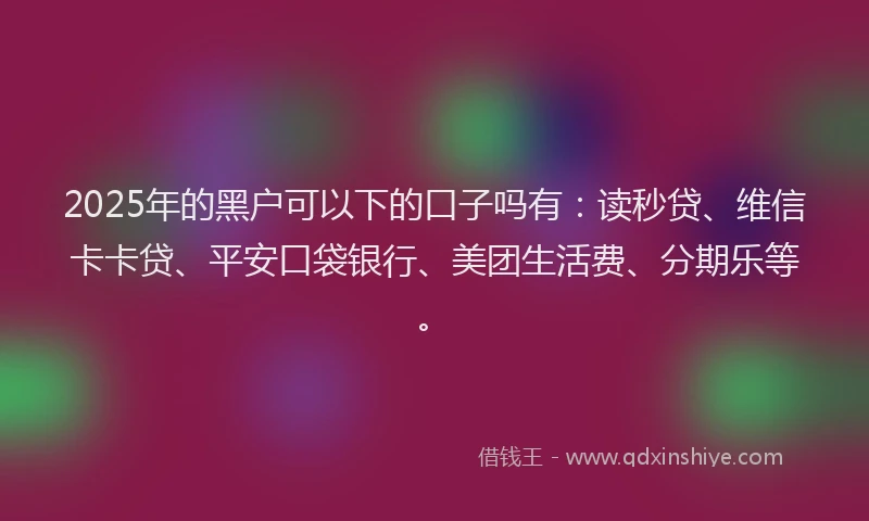 2025年的黑户可以下的口子吗有：读秒贷、维信卡卡贷、平安口袋银行、美团生活费、分期乐等。