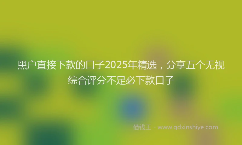 黑户直接下款的口子2025年精选，分享五个无视综合评分不足必下款口子