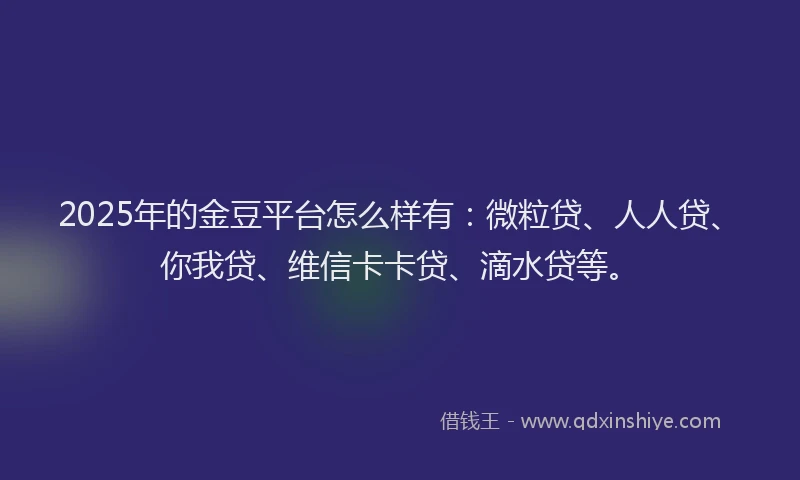 2025年的金豆平台怎么样有：微粒贷、人人贷、你我贷、维信卡卡贷、滴水贷等。