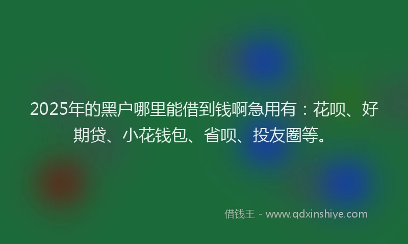 2025年的黑户哪里能借到钱啊急用有：花呗、好期贷、小花钱包、省呗、投友圈等。