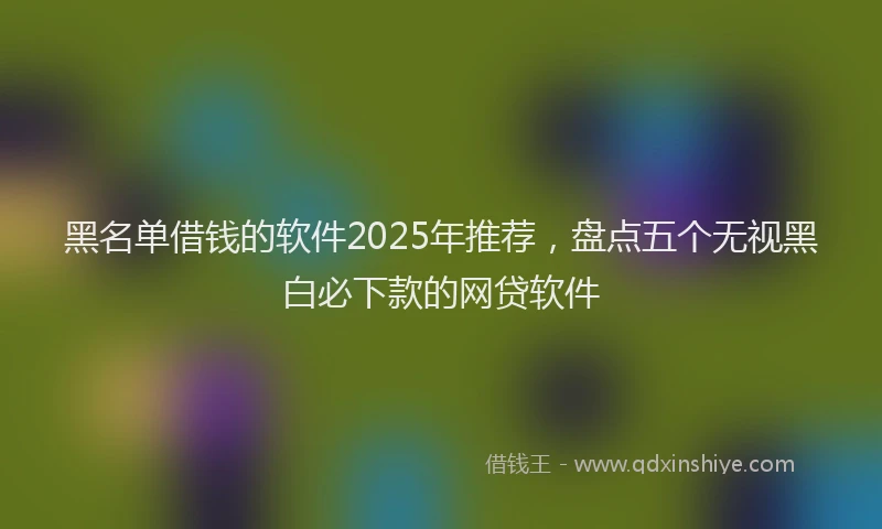 黑名单借钱的软件2025年推荐，盘点五个无视黑白必下款的网贷软件