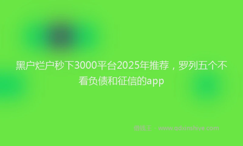 黑户烂户秒下3000平台2025年推荐，罗列五个不看负债和征信的app